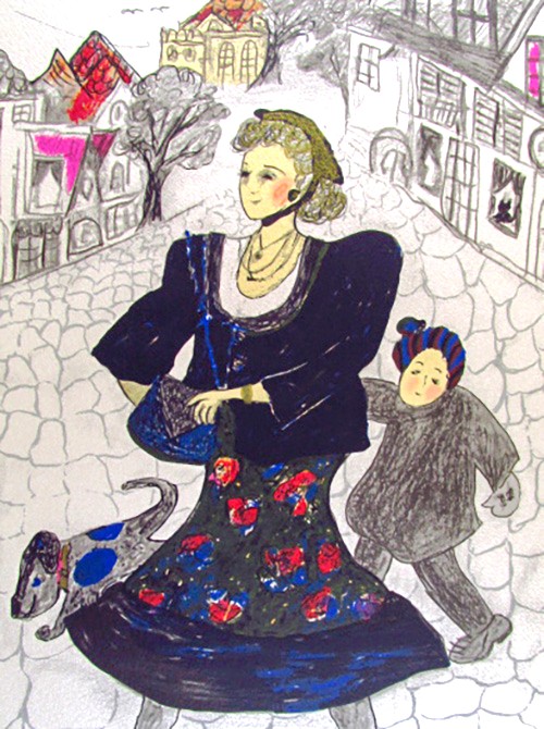 フジコ・ヘミングの絵画作品　タイトルは、カーリンの散歩